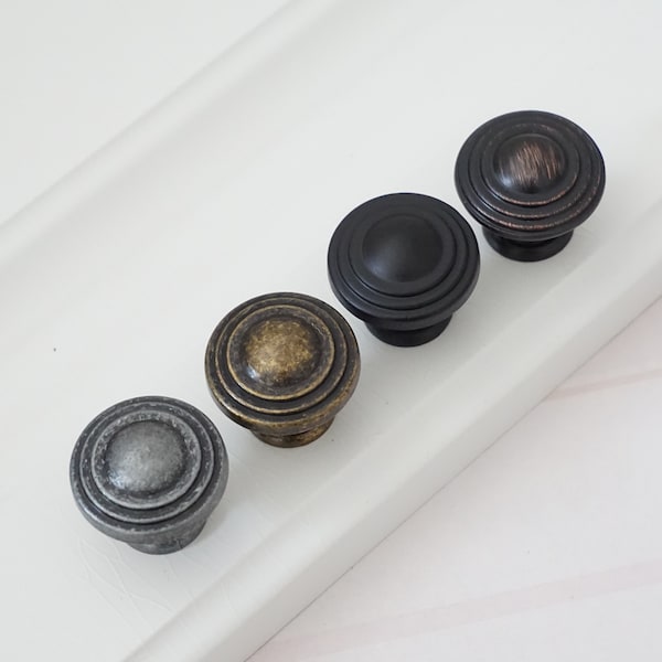 Kitchen Cabinet Knobs Pull Handles Dresser Knob Solid Round Drawer Pull Handles Antique Silver Black Oil Bronze Furniture Door Knobs