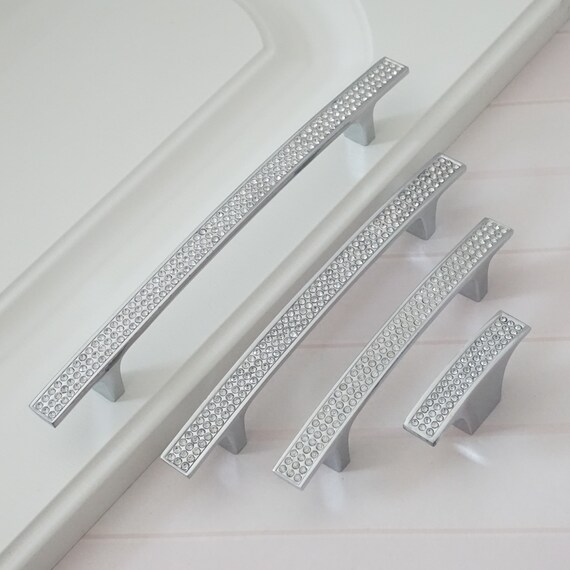 Crystal Dresser Handles Drawer Pulls Handles Knobs Silver Etsy