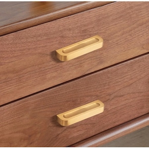 Unique Cabinet Pulls Solid Brass Drawer Pulls Knobs Cupboard Handles Brushed Brass Modern Kitchen Pulls Wardrobe Closet Handles