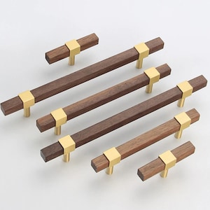 3.78'' 5'' 6.3"  8.8" 12.6" Walnut Drawer Pulls Knobs Cupboard Handles Wooden Cabinet Door Handle Dresser Handles Knobs