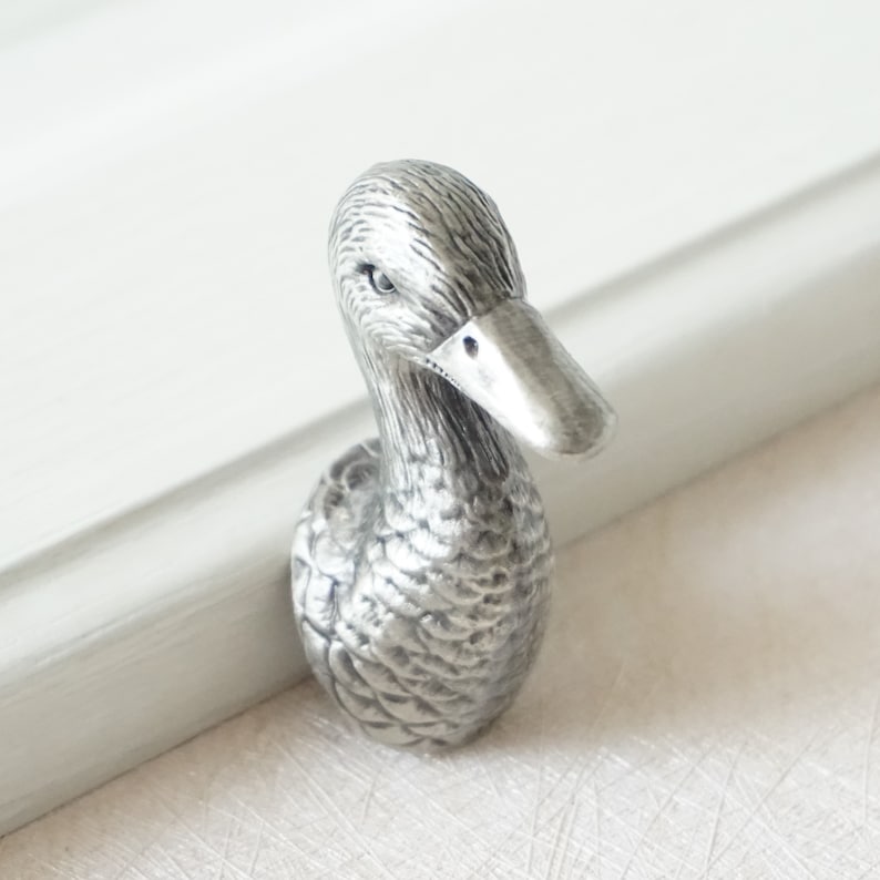 Antique Silver Drawer Knobs Animal Cabinet Knobs Dresser Knobs Drawer Pull Handles Pulls Handle Duck Deer Bear Dog High quality image 3