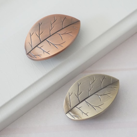 Drawer Knobs Pulls Handles Leaf Antique Bronze Unique Dresser Etsy