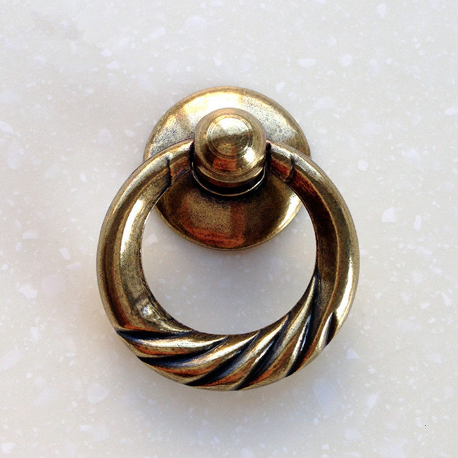 Vintage Bronze Drop Ring Pulls Handles / Handle Pull Etsy