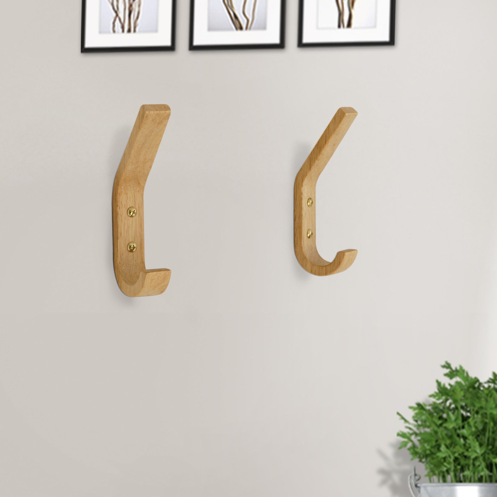 Oak Decorative Hooks / Wall Hooks / Double Wood Hooks / Coat Etsy