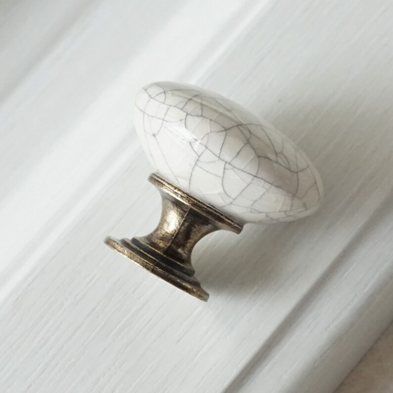 4.5 Antique Bronze Dresser Pull Drop Bail Drawer Knob Handles White Crackle Door Pulls Knobs