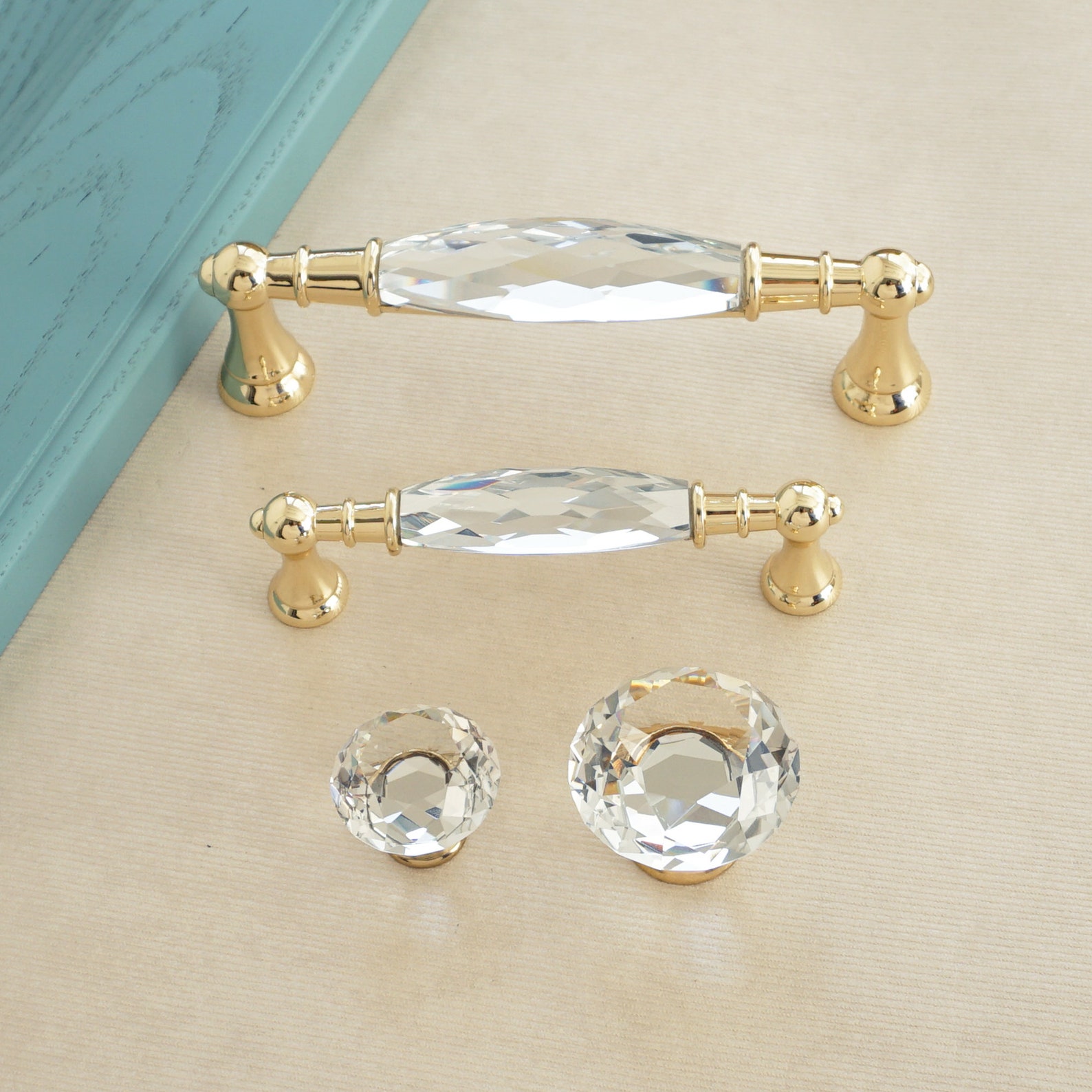 3.78 5 Gold Clear Crystal Kitchen Handles Knob Etsy Canada