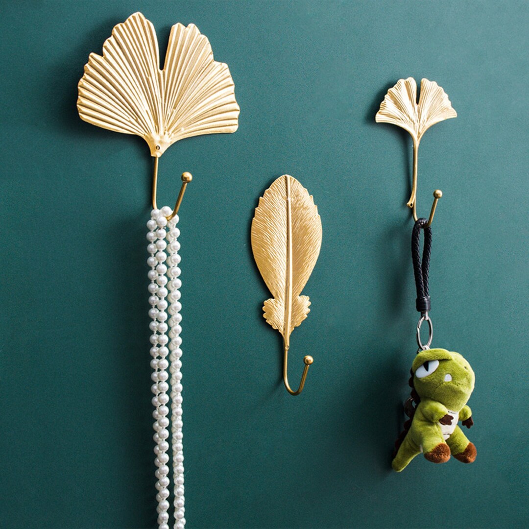 Creative Gold Leaf Wall Hooks Coat Hooks Bag Hook Art Hooks Etsy