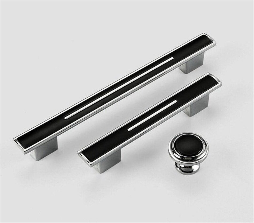 Black Silver Modern Handles Pulls Dresser Pulls Drawer Pull