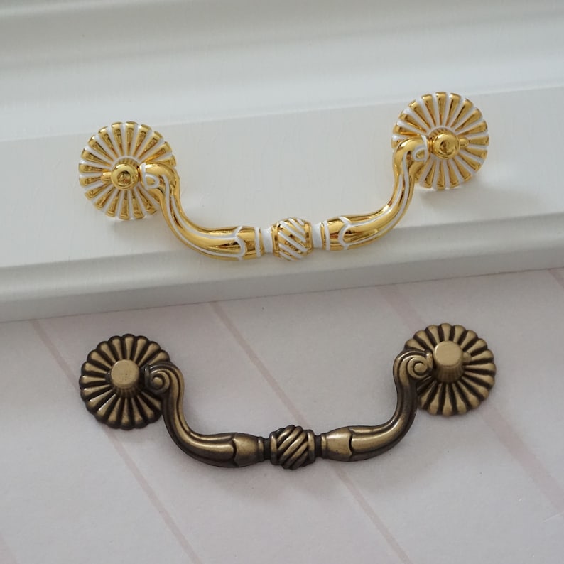 3.5 Vintage Bail Pull Dresser Handles Drawer Pulls Etsy