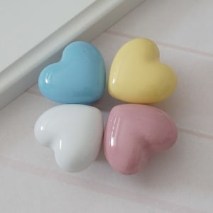 Ceramic Heart Knobs Dresser Pull Cute Drawer Knobs Handles Blue Pink Yellow White Kitchen Cabinet Knob Door Pull Knobs Children Hardware