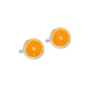 Orange fruit slice cuff links  yellow Cufflinks, Jewelry for men, Unique Style Gifts for Father, fruits, with Cufflink Box