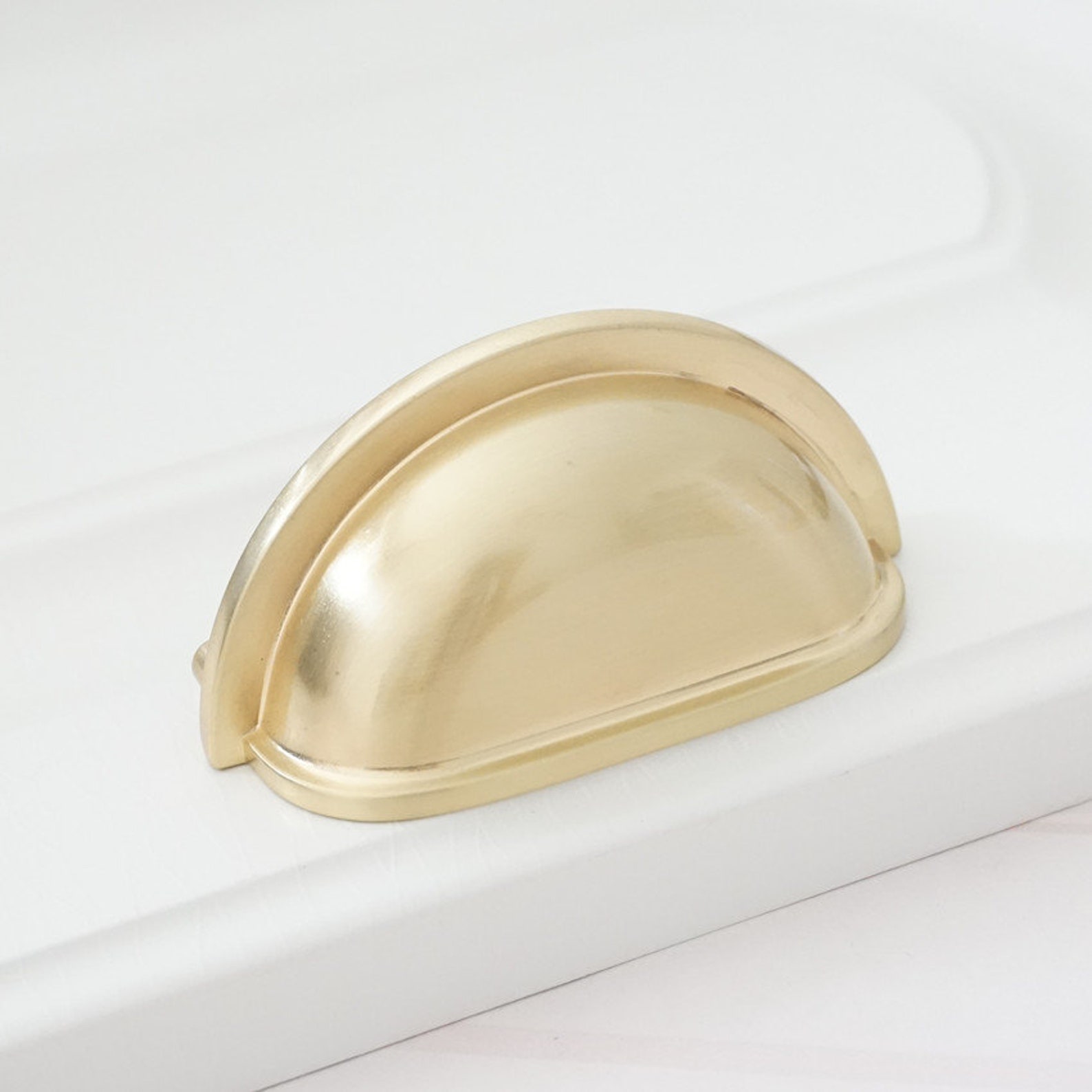 3 Brushed Gold Drawer Pulls Handle Cup Pull Kitchen - Etsy