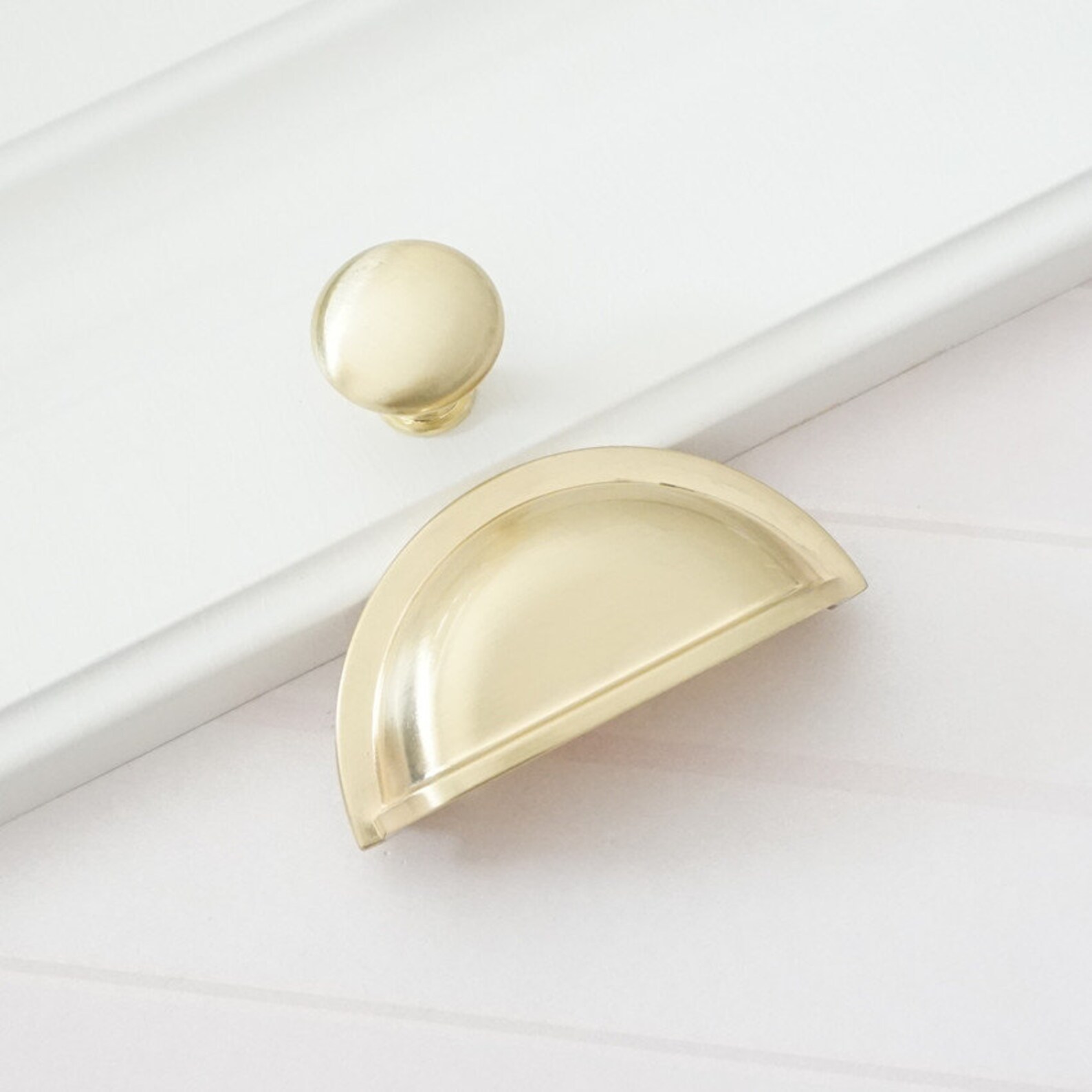 3 Brushed Gold Drawer Pulls Handle Cup Pull Kitchen - Etsy