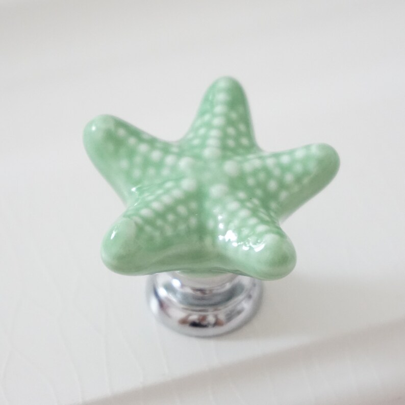 Colorful Ceramic Knobs Dresser Knobs Starfish Drawer Etsy