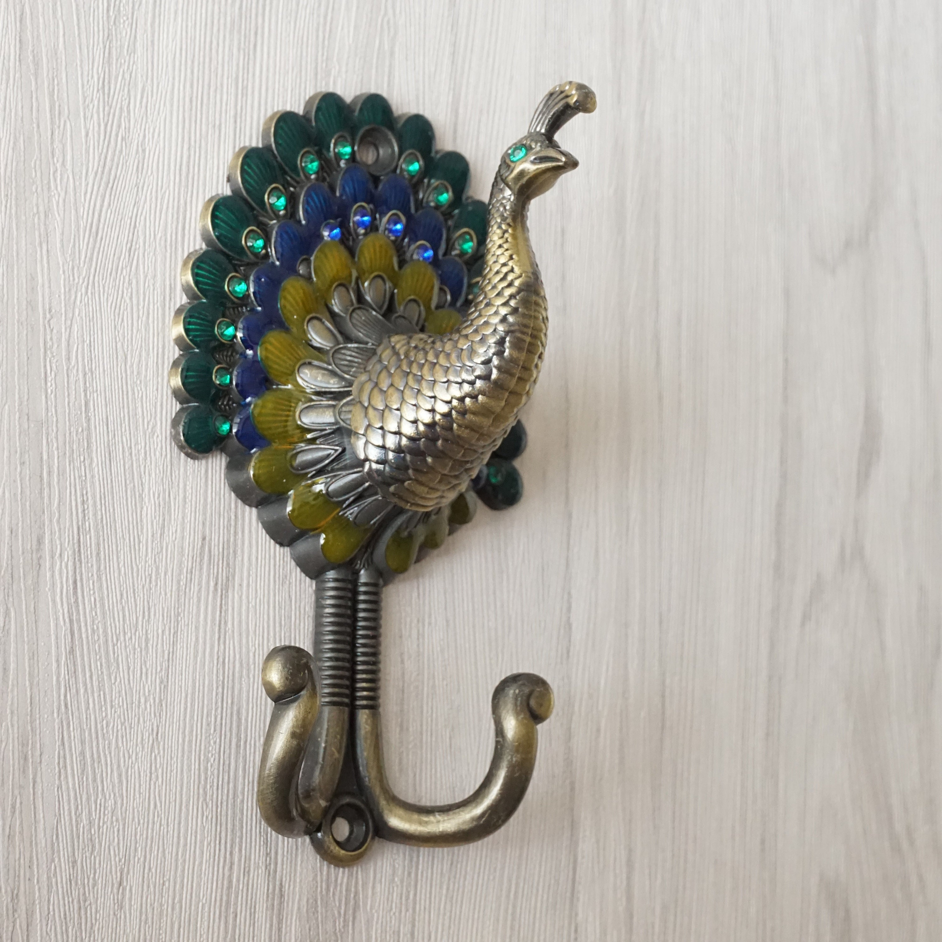 Unique Peacock Clothes Hooks Colorful Coat Wall Hooks Gold Etsy UK