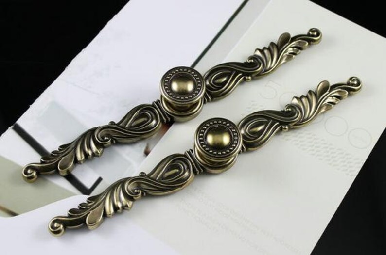 Dresser Drawer Pulls Handles Back Plate Vintage Look Metal Etsy