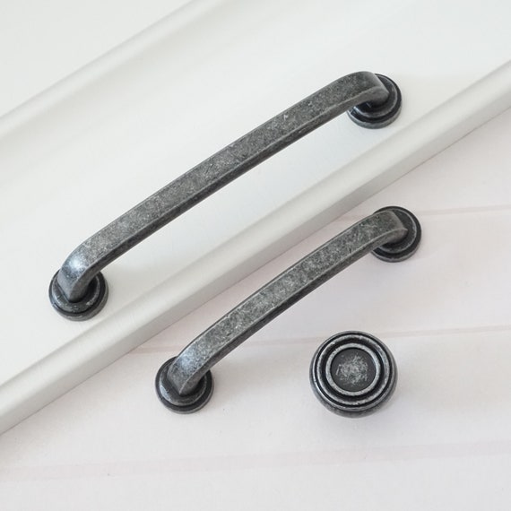 3 75 5 Antique Silver Black Door Handle Pull Knob Unique Drawer