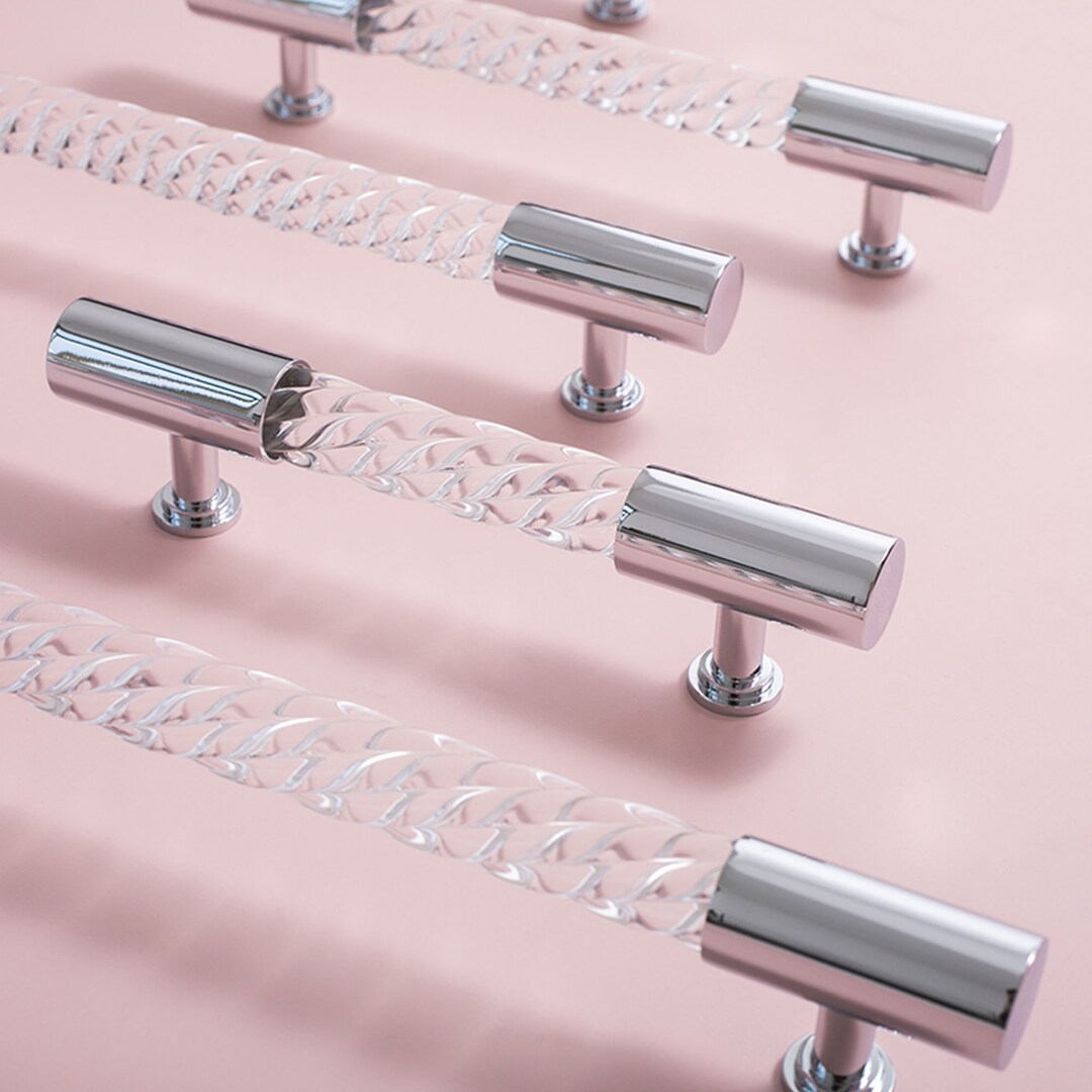 Rotating Acrylic Drawer Pulls Handles Silver Chrome Drawer Pull Handle