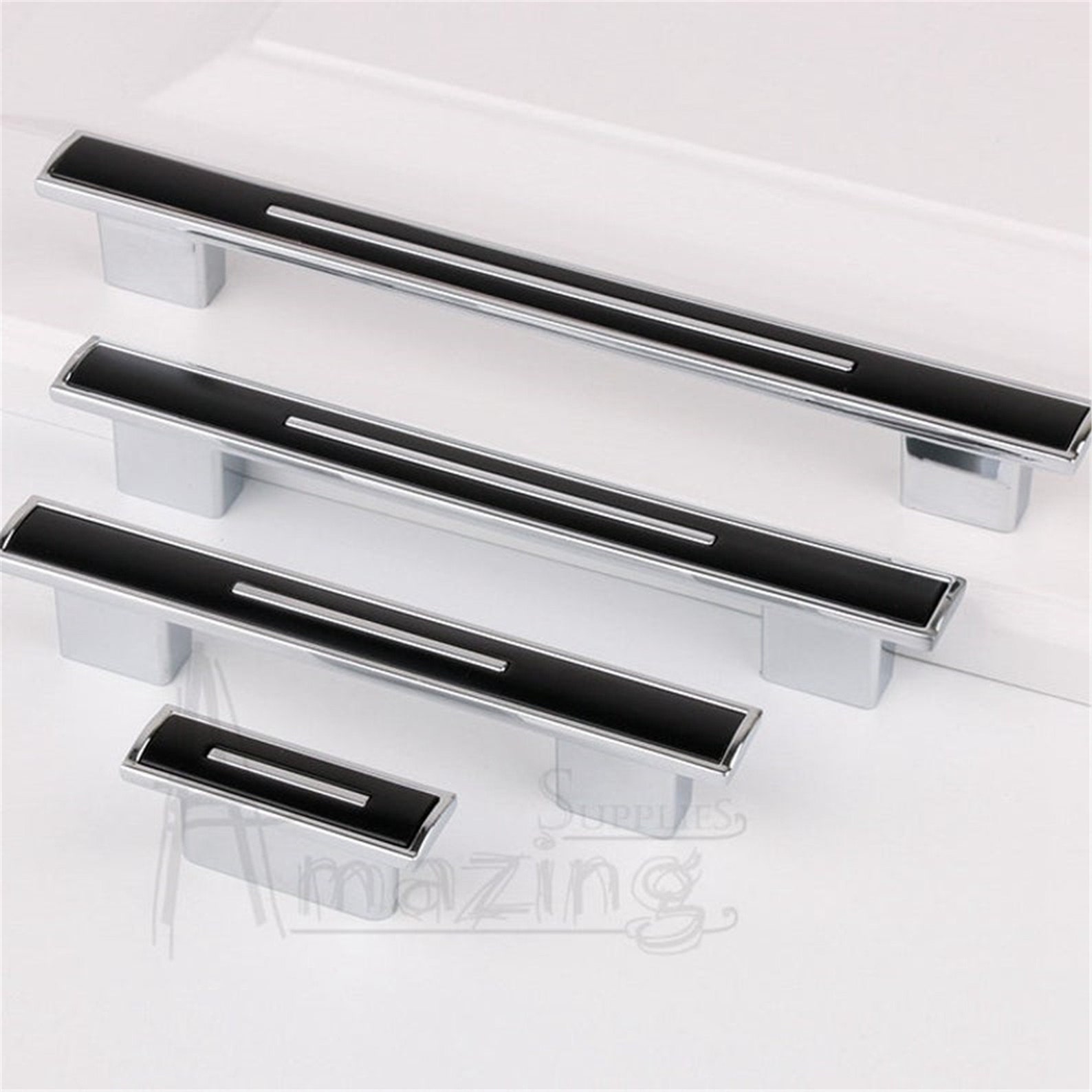 Black Silver Modern Cabinet Handles Pulls Dresser Pulls Drawer - Etsy