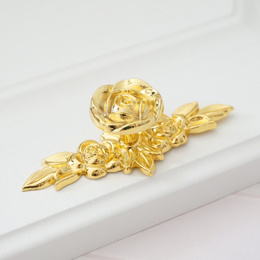 Oro rosa perillas flor Dresser perilla tira de cajón manijas | Etsy