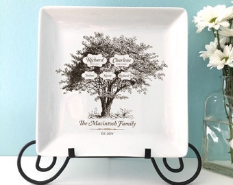 Custom Personalized Family Tree Square Plate Platter Heirloom Wedding Anniversary Housewarming Gift