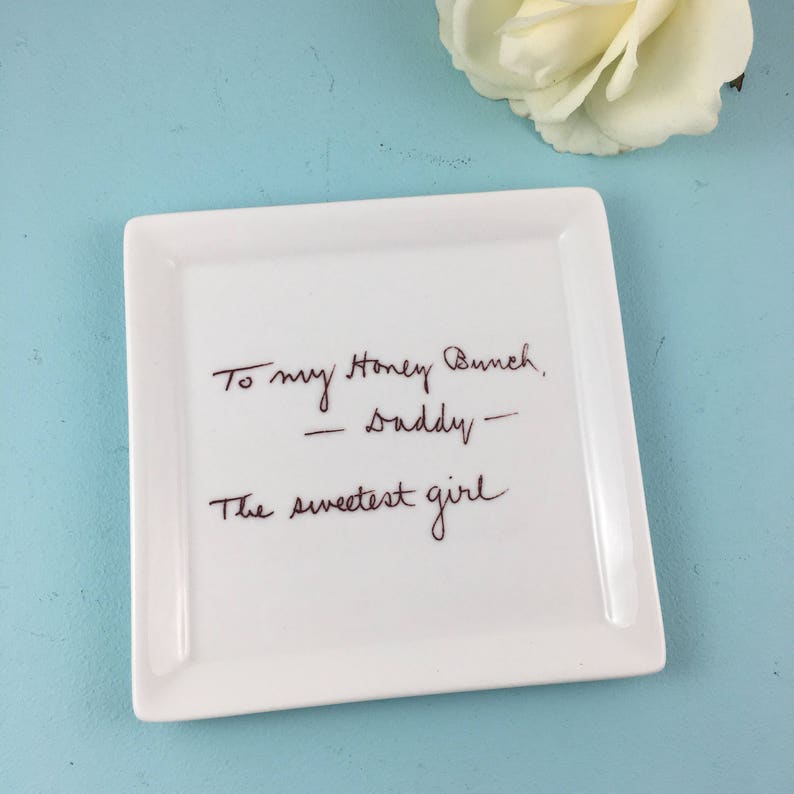 Custom Handwriting Ring Dish Dresser Tray Keepsake Dish Etsy