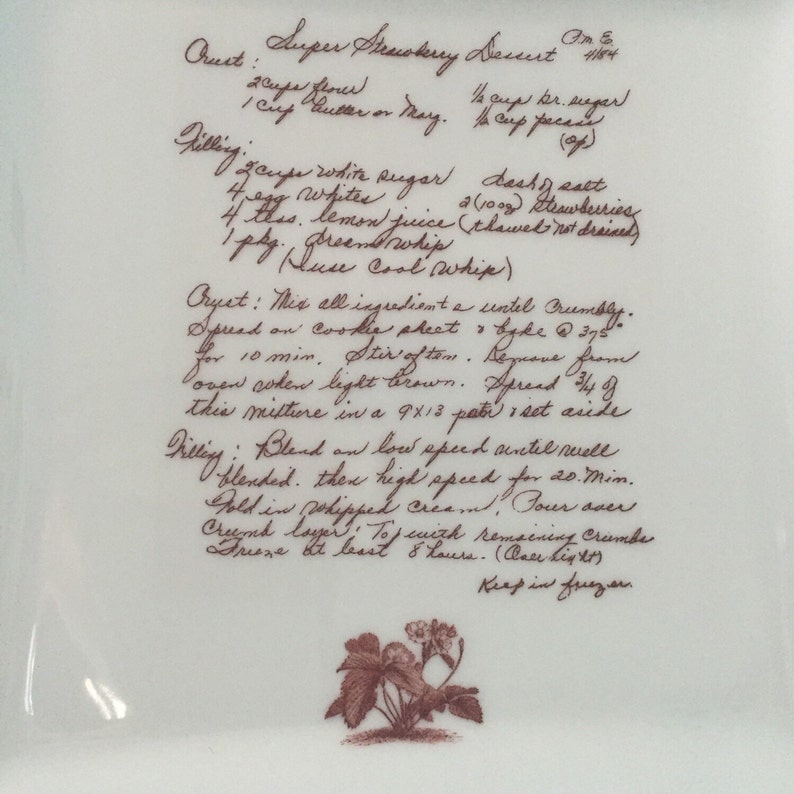 Piatto quadrato con ricetta scritta a mano personalizzata per la festa della mamma, nonna o zia immagine 3