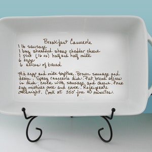 Your personal custom recipe on Large Casserole Lasagna Pan Handwriting Personalized Recipe Family for Mom Grandma Gift baking dish memorial image 1