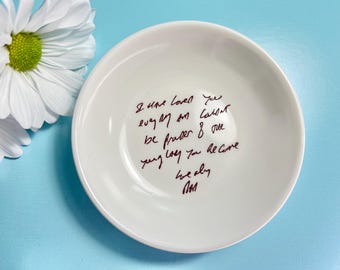 Custom Handwriting Personalized  Round Ring Dish Keepsake