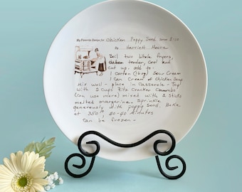 Custom Handwriting Recipe Round Plate Platter for Mothers Day Grandma or Aunt