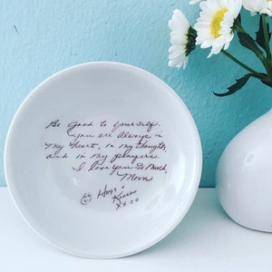 Custom Handwriting Personalized  Round Ring Dish Keepsake