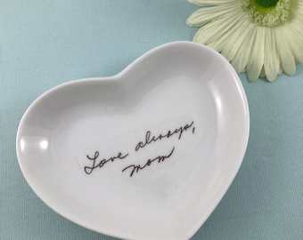 Custom Personalized Handwriting Heart Ring Jewelry Keepsake Dish