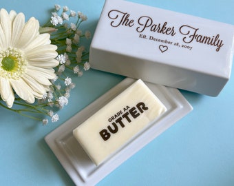 Custom Family Name Butter Dish Tray