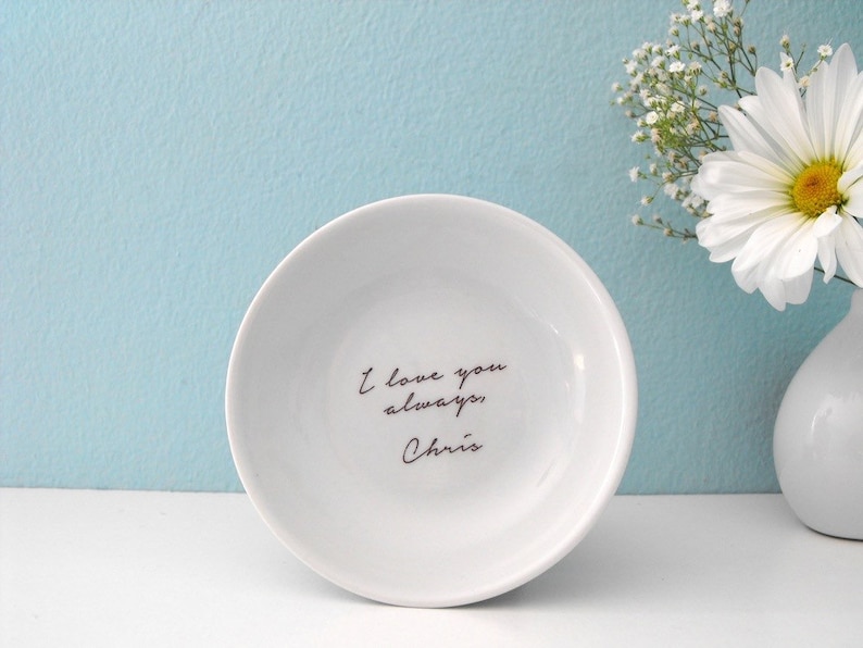 Custom Handwriting Personalized Round Ring Dish Keepsake Etsy