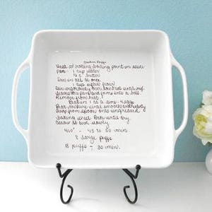 Square Casserole Baking Dish Customized with Handwritten Recipe 9x9