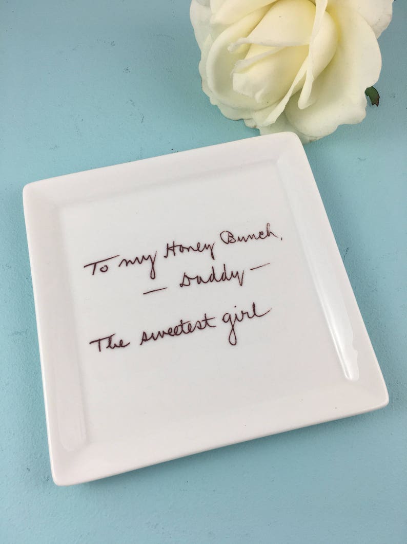 Custom Handwriting Ring Dish Dresser Tray Keepsake Dish Etsy