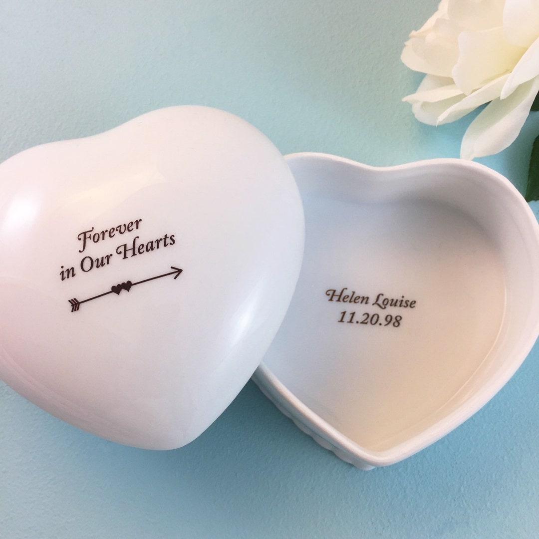 Custom Memorial Heart Shaped Keepsake Box Sympathy Gift Forever Loved
