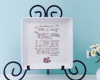 Custom Handwriting Recipe Square Plate Platter for Mothers Day Grandma or Aunt