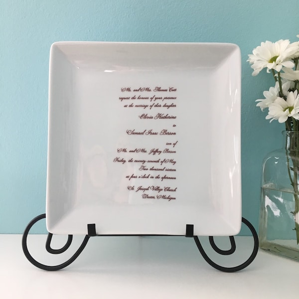 Custom Wedding Invitation Square Plate Platter Gift Newlywed Anniversary Couples Gift in law Welcome to the Family