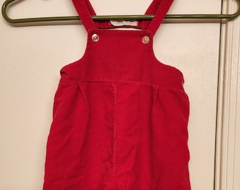 Vintage Infant Red Corduroy Bib Overalls By Thomas Size Large and Infant Red Pants