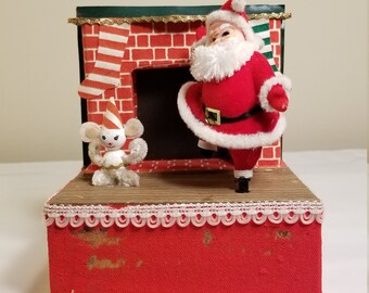 Santa coming down the chimneyfireplace Cookie or Fondant Cutter with built-in imprint