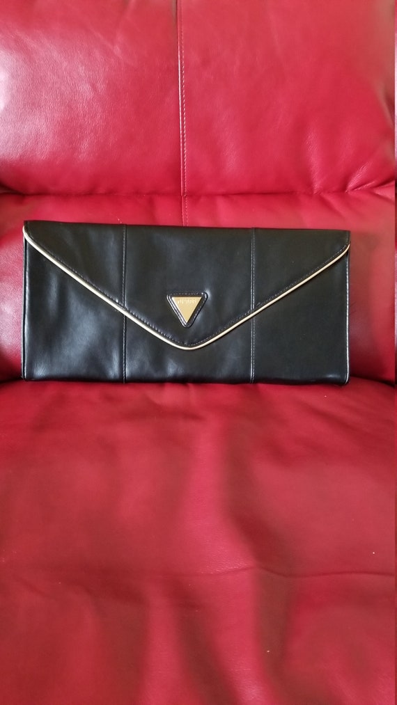 Black Guess Clutch Bag With Goldtone Trim - image 9