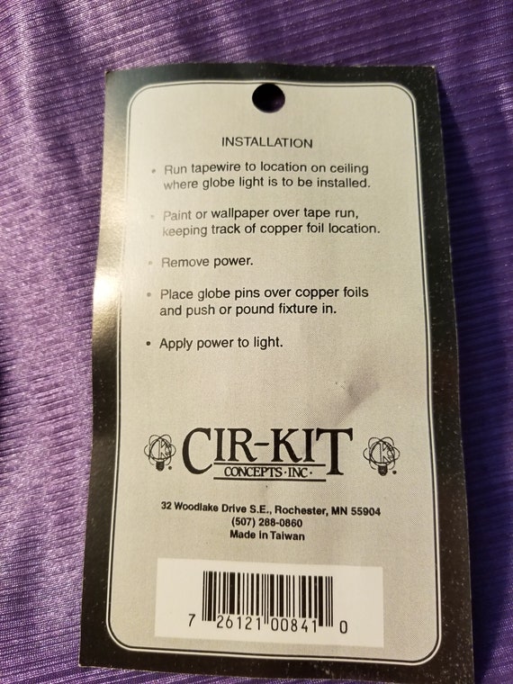 Cir Kit Concepts Inc Large Pin In Ceiling Globe 12 Volt Light Fixture With Instructions New Old Stock Miniature Dollhouse Supply Ck841