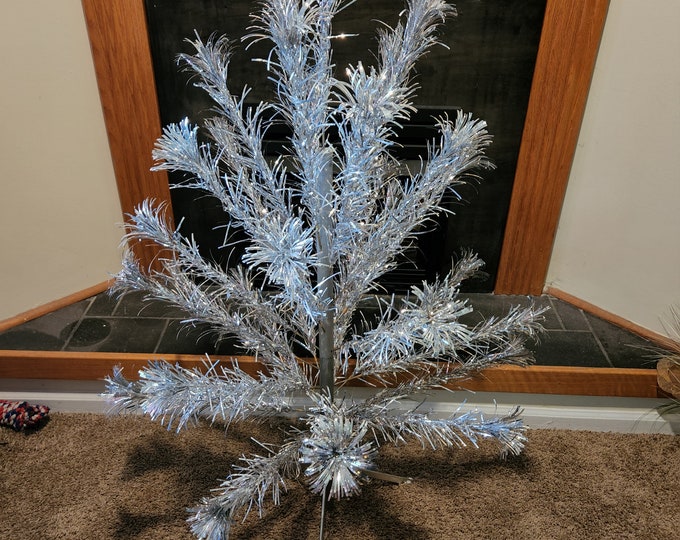 Vintage 4 Foot Aluminum Silver Christmas Tree by Peco in Etsy