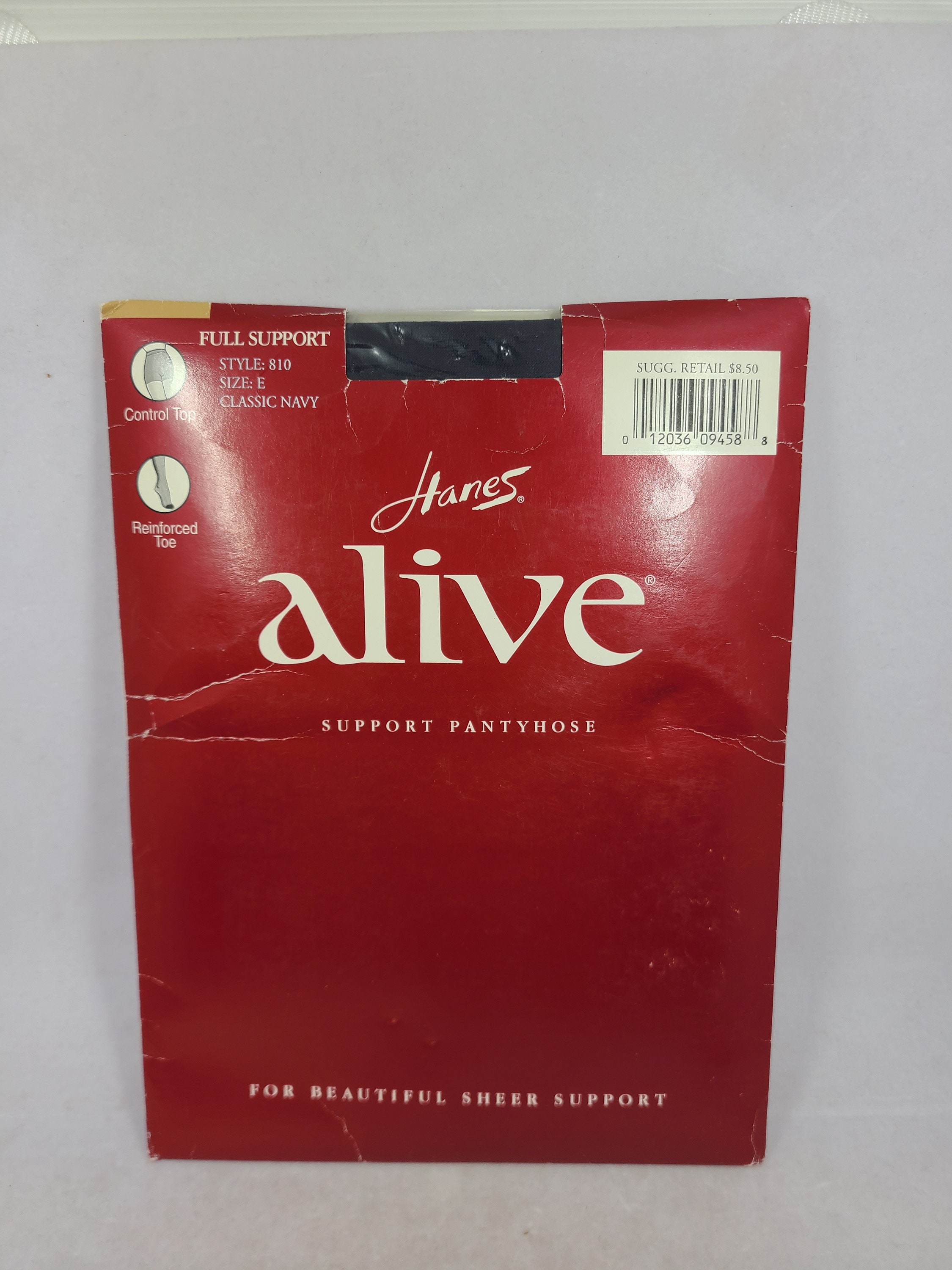 Vintage Hanes Alive Classic Navy Full Support Control Top Nylons