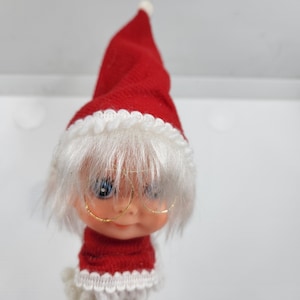 Vintage Plastic Face Mrs. Claus Pixie Plastic Face Poke