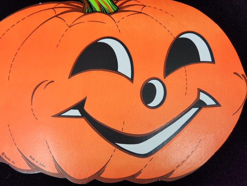 RARE Vintage Beistle Co Jack-O-Lantern Halloween Die Cut Smiling Jack-O-Lantern Die Cut zdjęcie 2