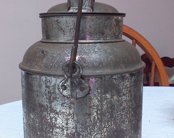 Early Tin Milk Pail Vintage Milk Pail Vintage Home Decor Etsy