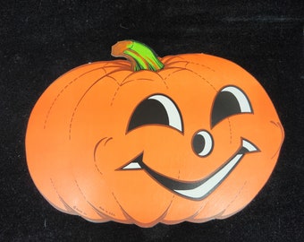 RARE Vintage Beistle Co Jack-O-Lantern Halloween Die Cut Smiling Jack-O-Lantern Die Cut