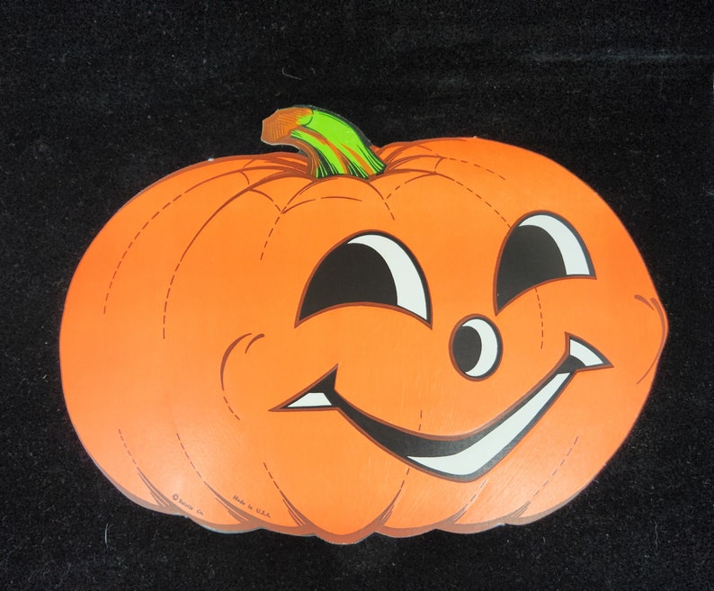 RARE Vintage Beistle Co Jack-O-Lantern Halloween Die Cut Smiling Jack-O-Lantern Die Cut zdjęcie 1